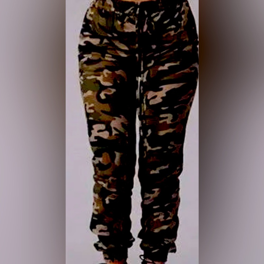 Women's Camo Jogger Cargo Pants High Waist Slim Casual Trousers Never worn